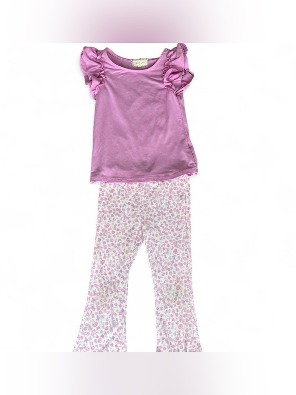 Girls purple Ruffle-Sleeve outfit Set